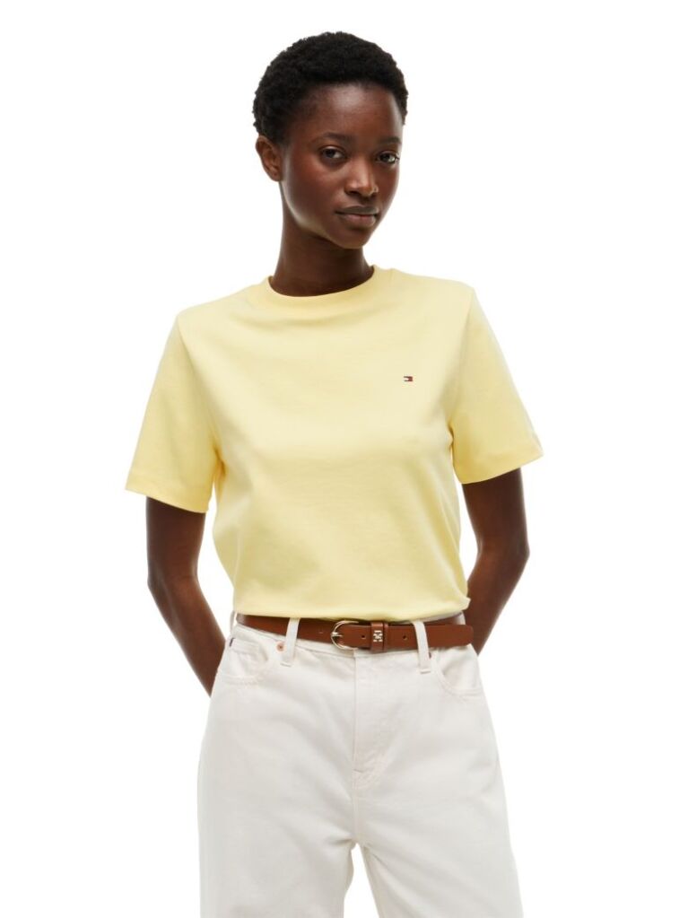 Yellow Interlock Knit Boxy T-Shirt  Women