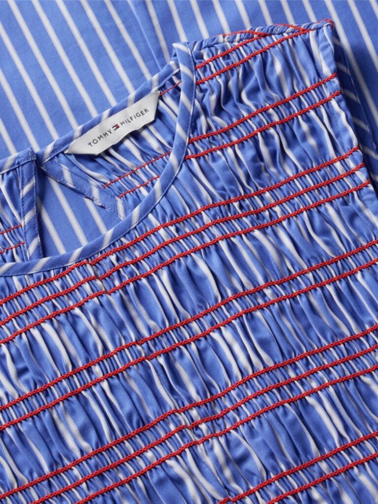 Multi Stripe Smock Sleeveless Fit And Flare Maxi Dress  Women