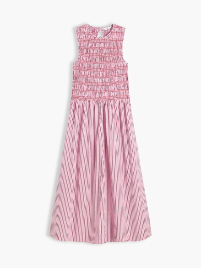 Multi Stripe Smock Sleeveless Fit And Flare Maxi Dress  Women