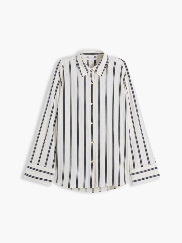 Multi Relaxed Fit Gold-Tone Button Stripe Shirt  Women