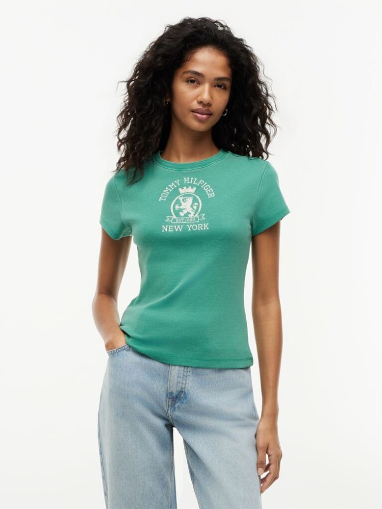 Green Washed Crest Slim T-Shirt  Women
