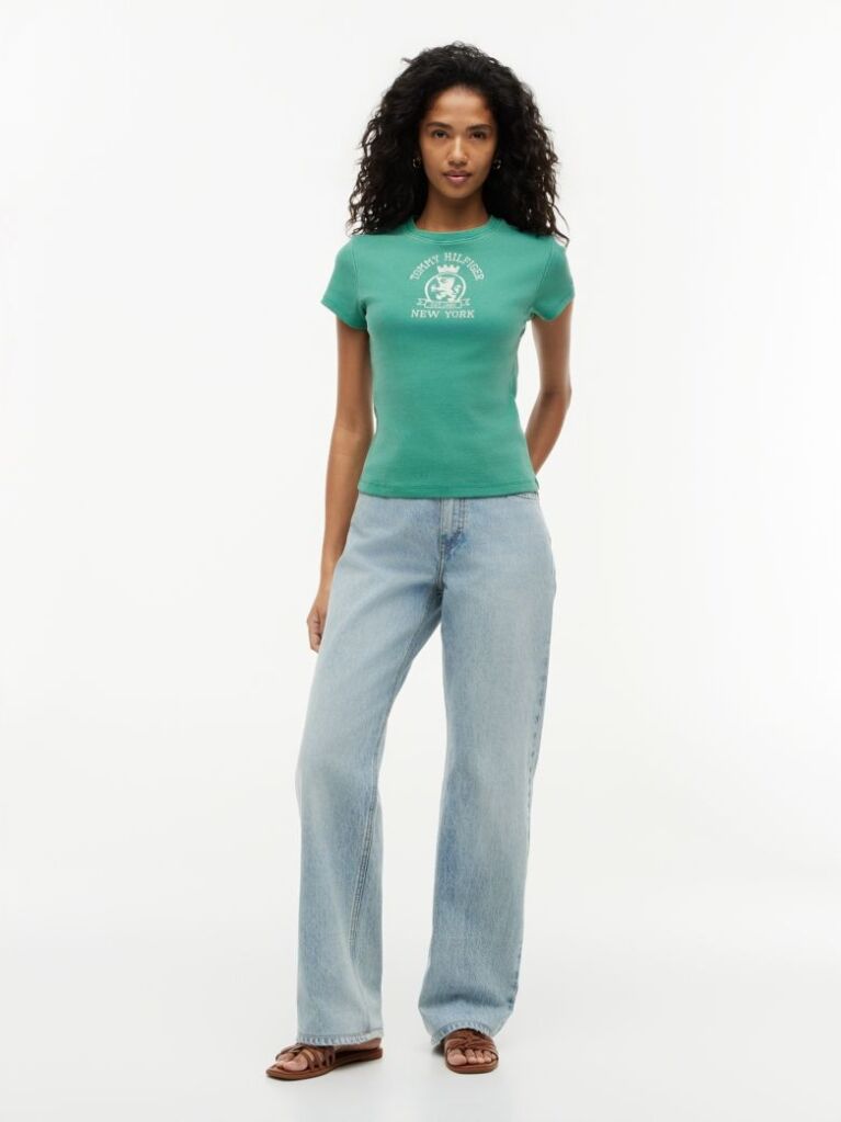 Green Washed Crest Slim T-Shirt  Women