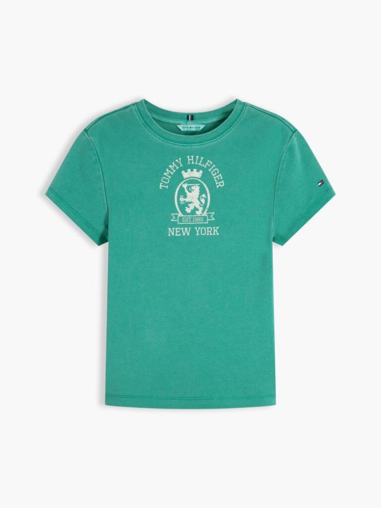 Green Washed Crest Slim T-Shirt  Women