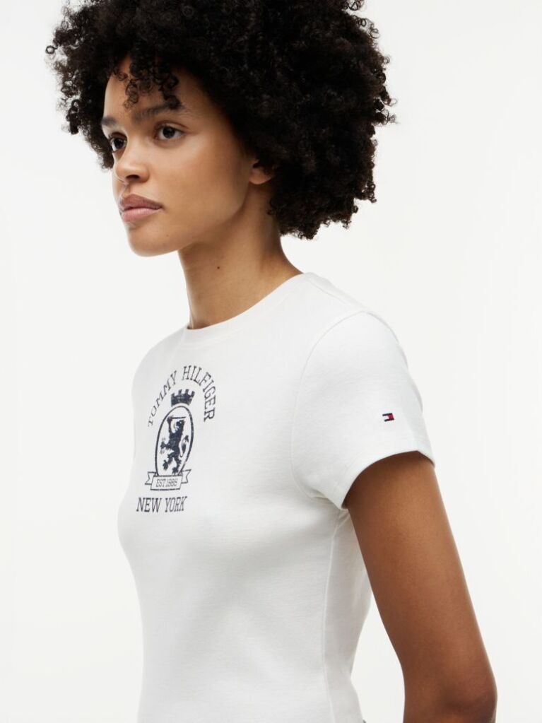 White Washed Crest Slim T-Shirt  Women