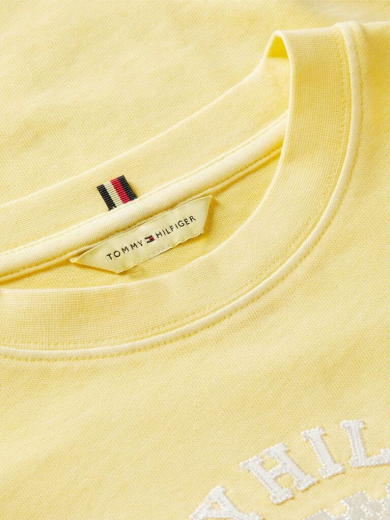 Yellow Crest Embroidery Relaxed Washed Jersey T-Shirt  Women