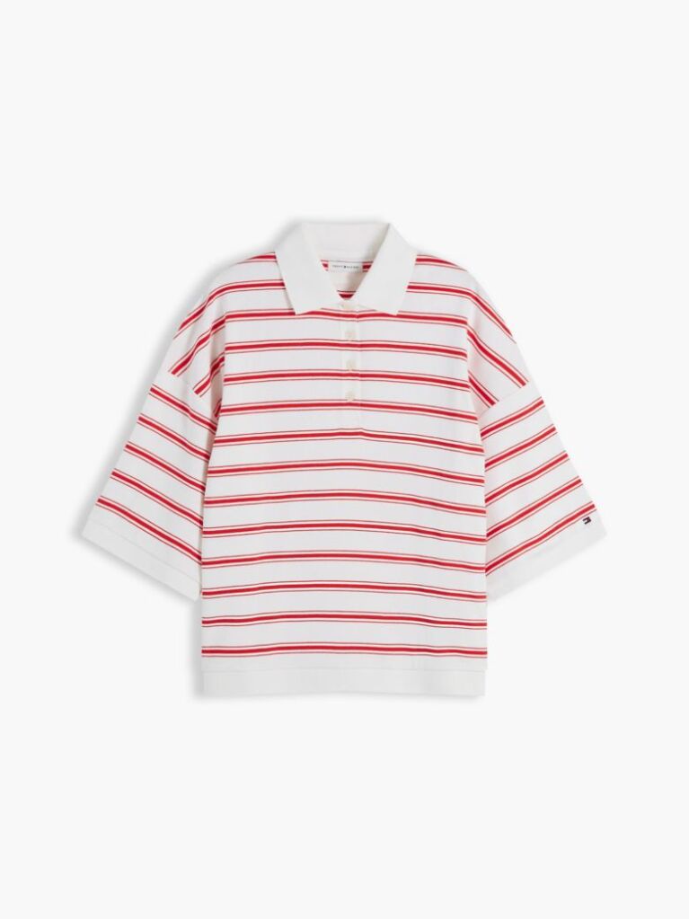 Multi Oversized Fit Stripe Polo Shirt  Women