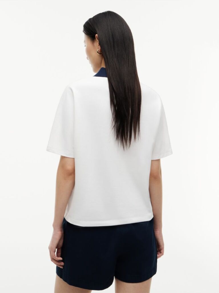 White Regular Fit Gold-Tone Button Polo Shirt  Women
