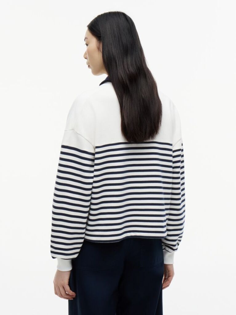 Multi Gold-Tone Button Relaxed Polo Sweatshirt  Women