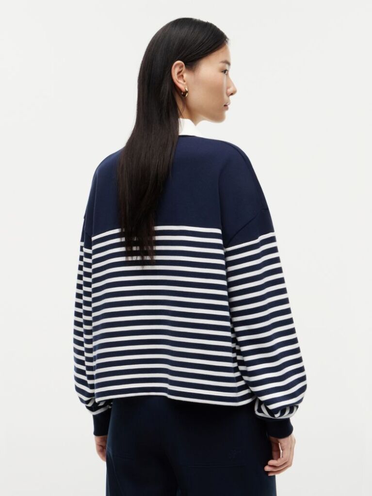 Multi Gold-Tone Button Relaxed Polo Sweatshirt  Women