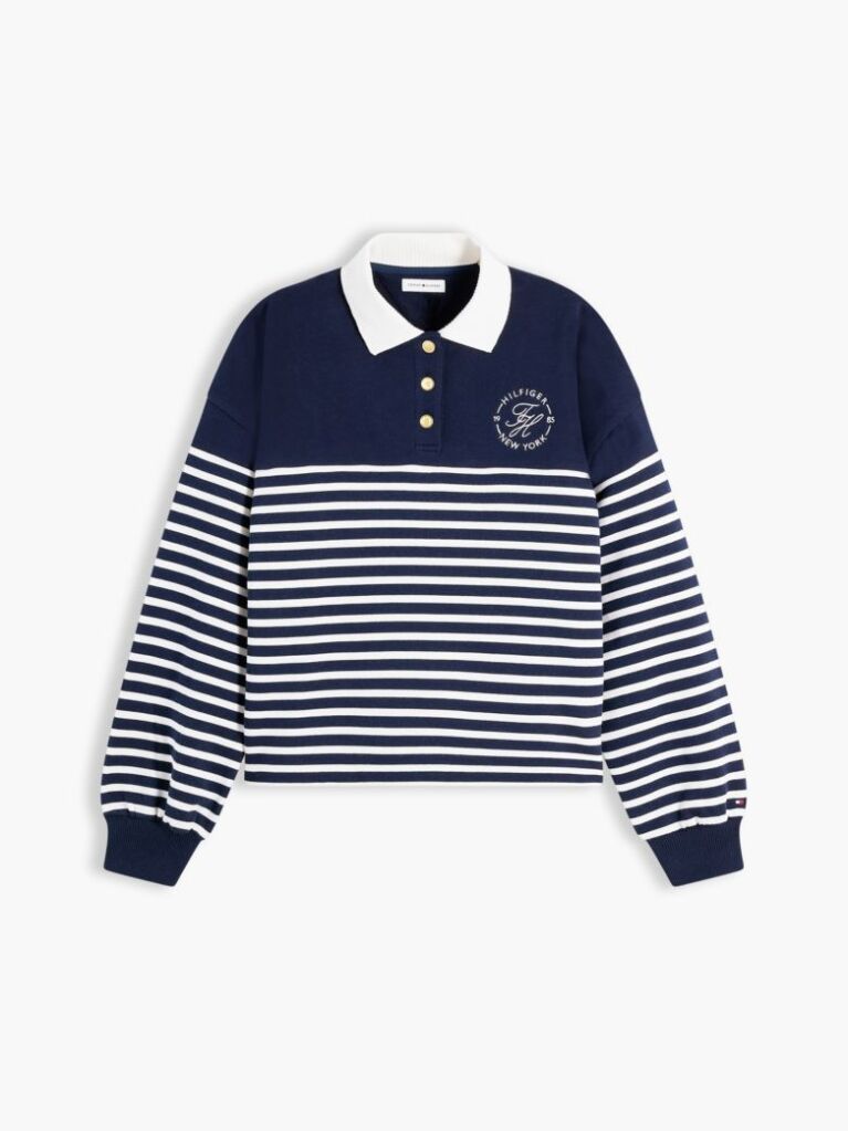 Multi Gold-Tone Button Relaxed Polo Sweatshirt  Women