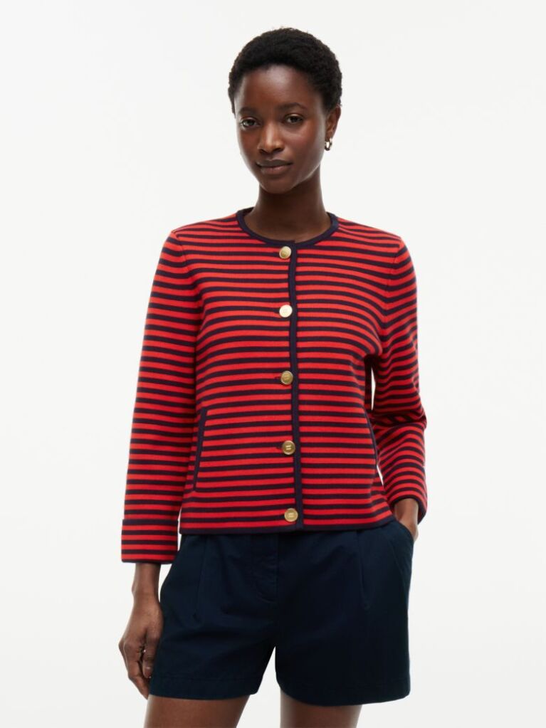 Multi Gold-Tone Button Boxy Cardigan  Women