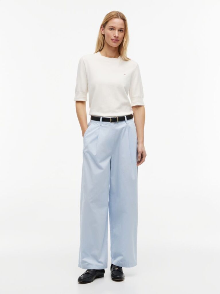 Blue Washed Barrel Leg Chinos  Women