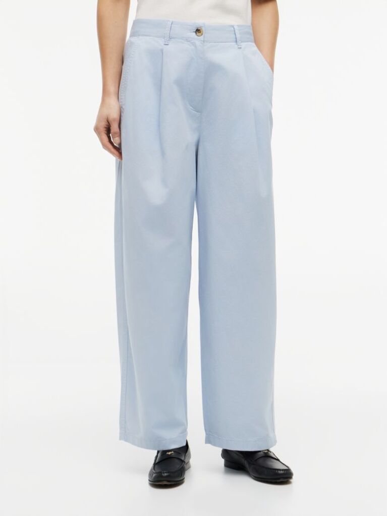 Blue Washed Barrel Leg Chinos  Women