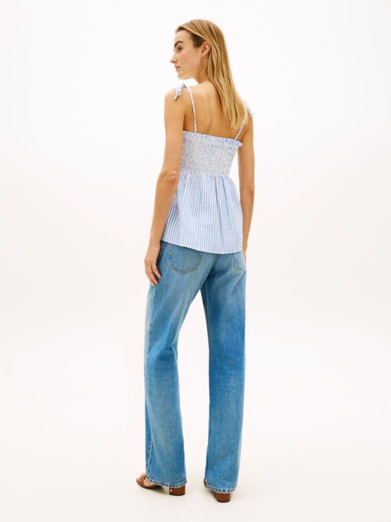 Multi Seersucker Smock Spaghetti Strap Top  Women