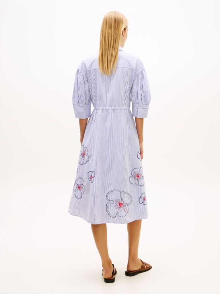 Multi Embroidery Poplin Midi Shirt Dress  Women