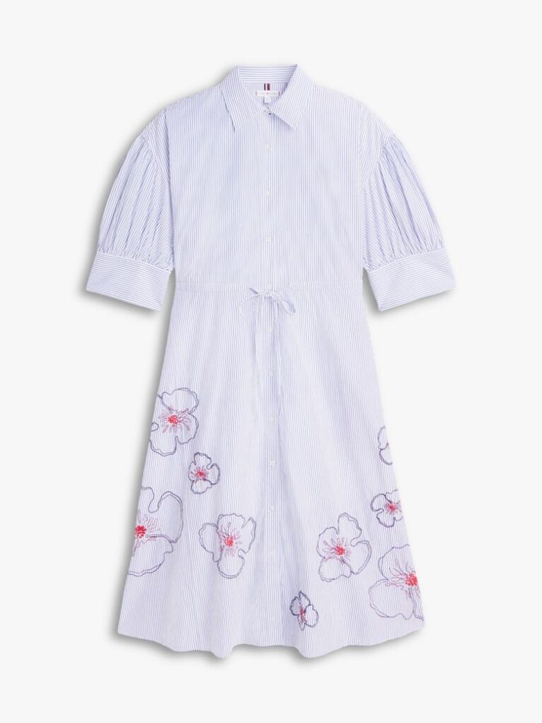 Multi Embroidery Poplin Midi Shirt Dress  Women