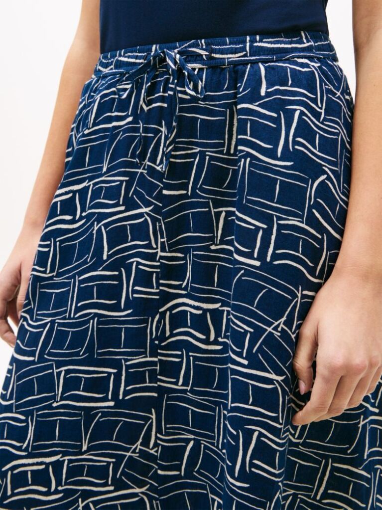 Multi Pure Linen A-Line Midi Skirt  Women