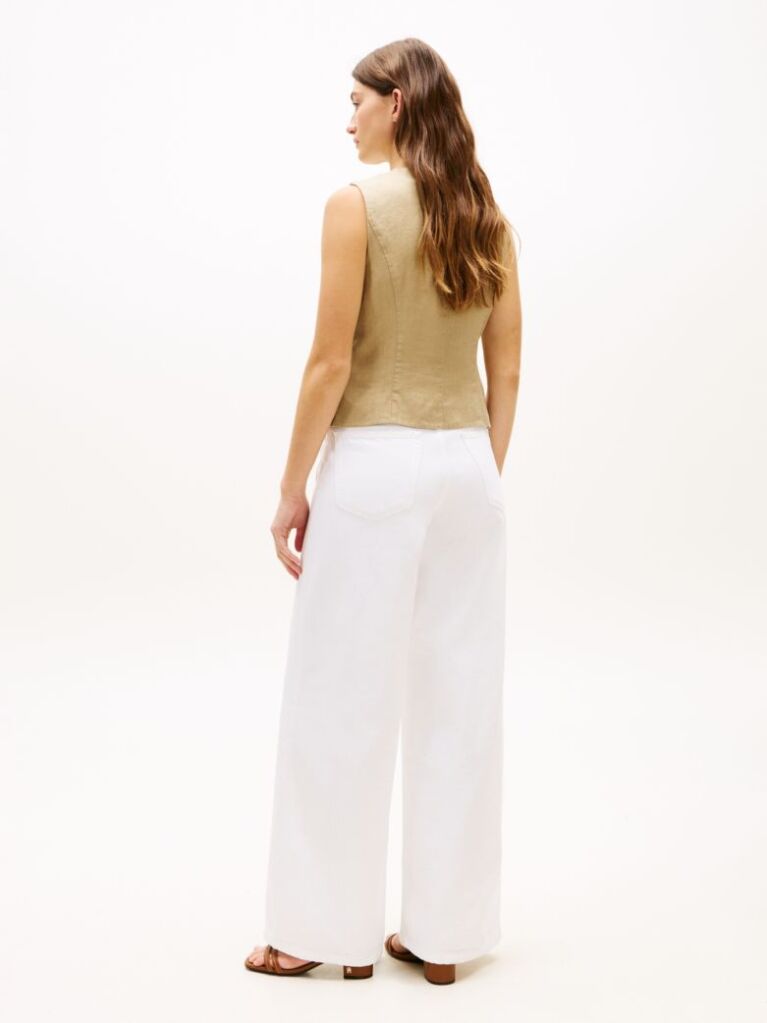 Beige Linen Blend Poplin Waistcoat  Women