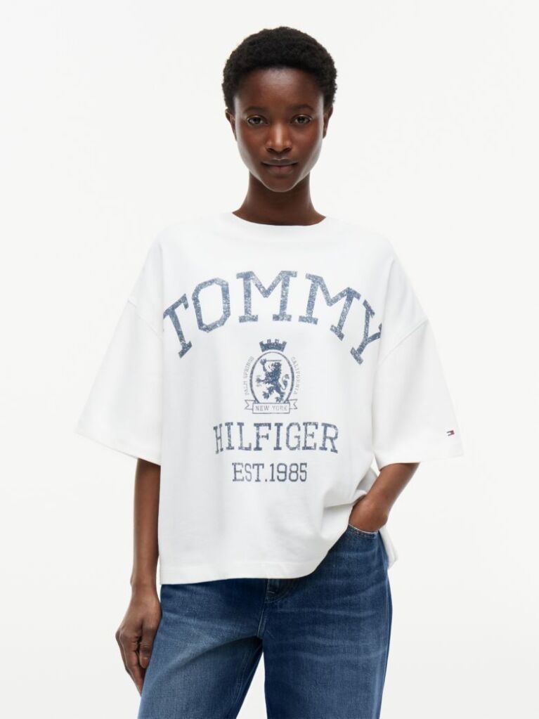 White Crest Relaxed Oversized T-Shirt  Women