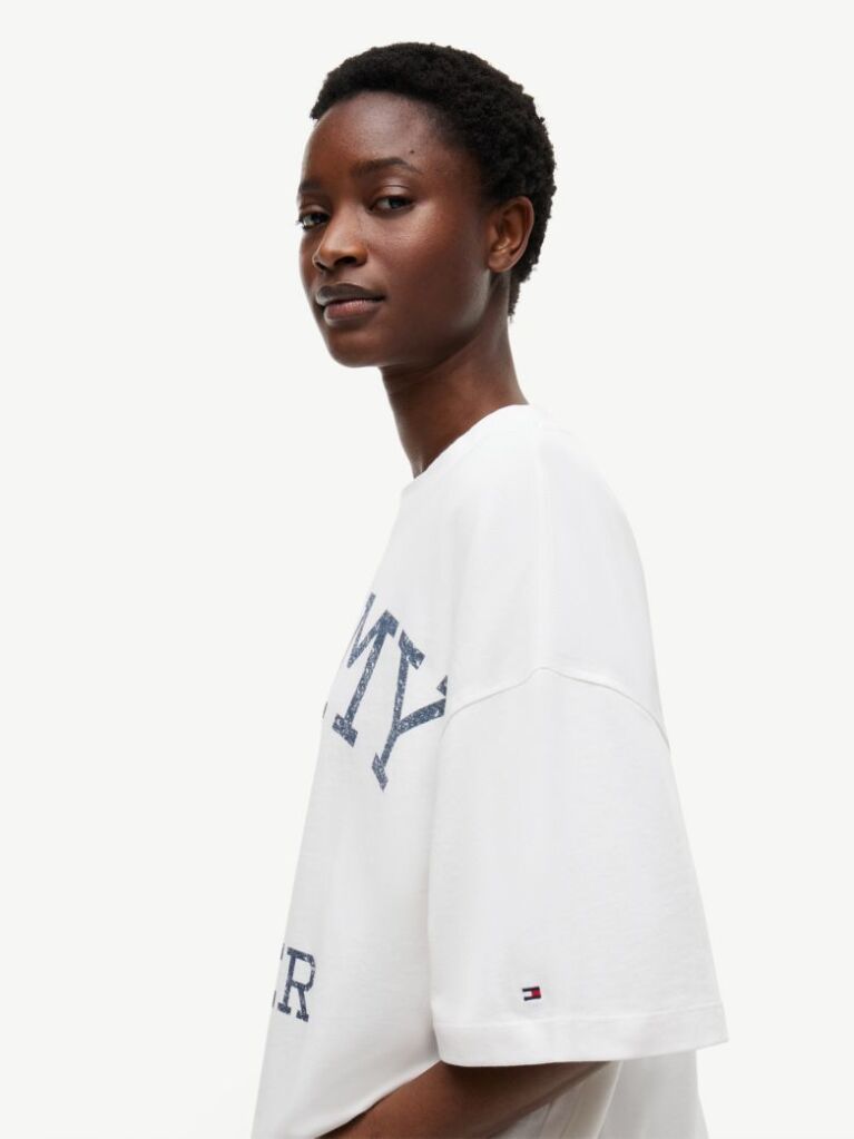 White Crest Relaxed Oversized T-Shirt  Women