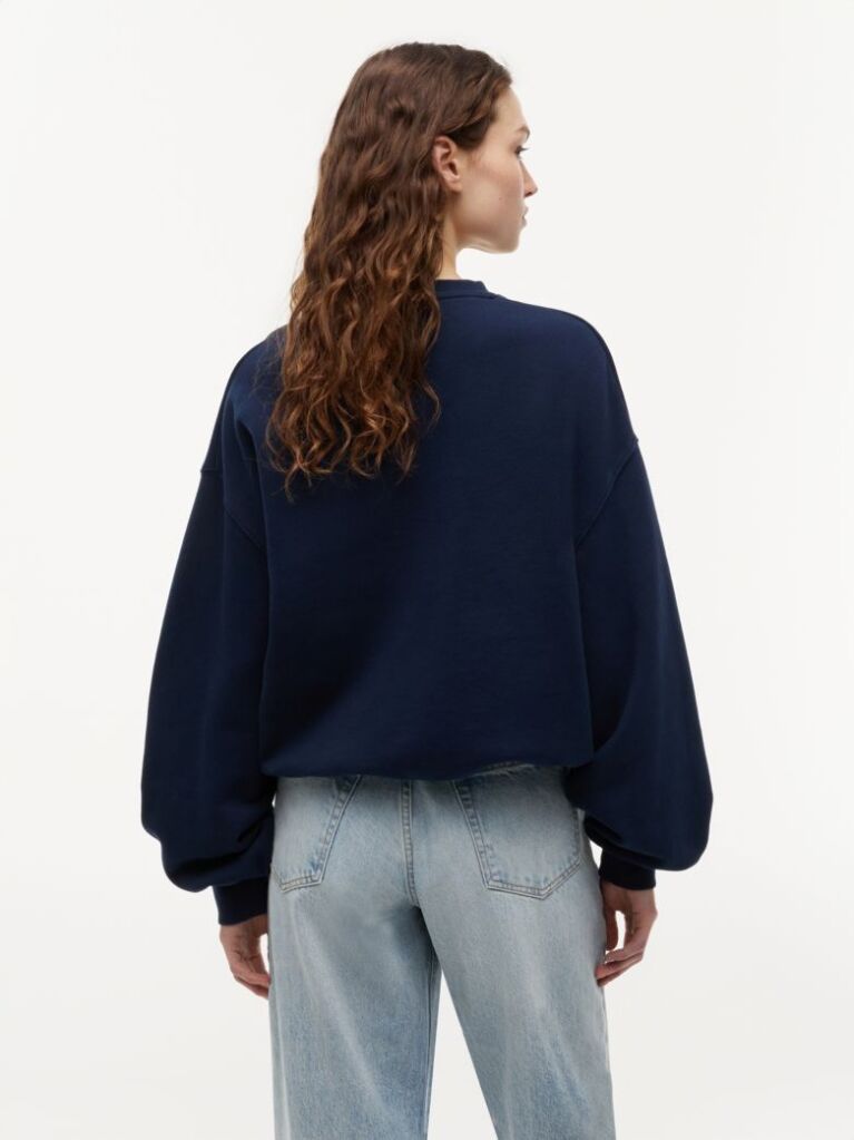 Blue Crest Logo Drawstring Hem Relaxed Sweatshirt  Women