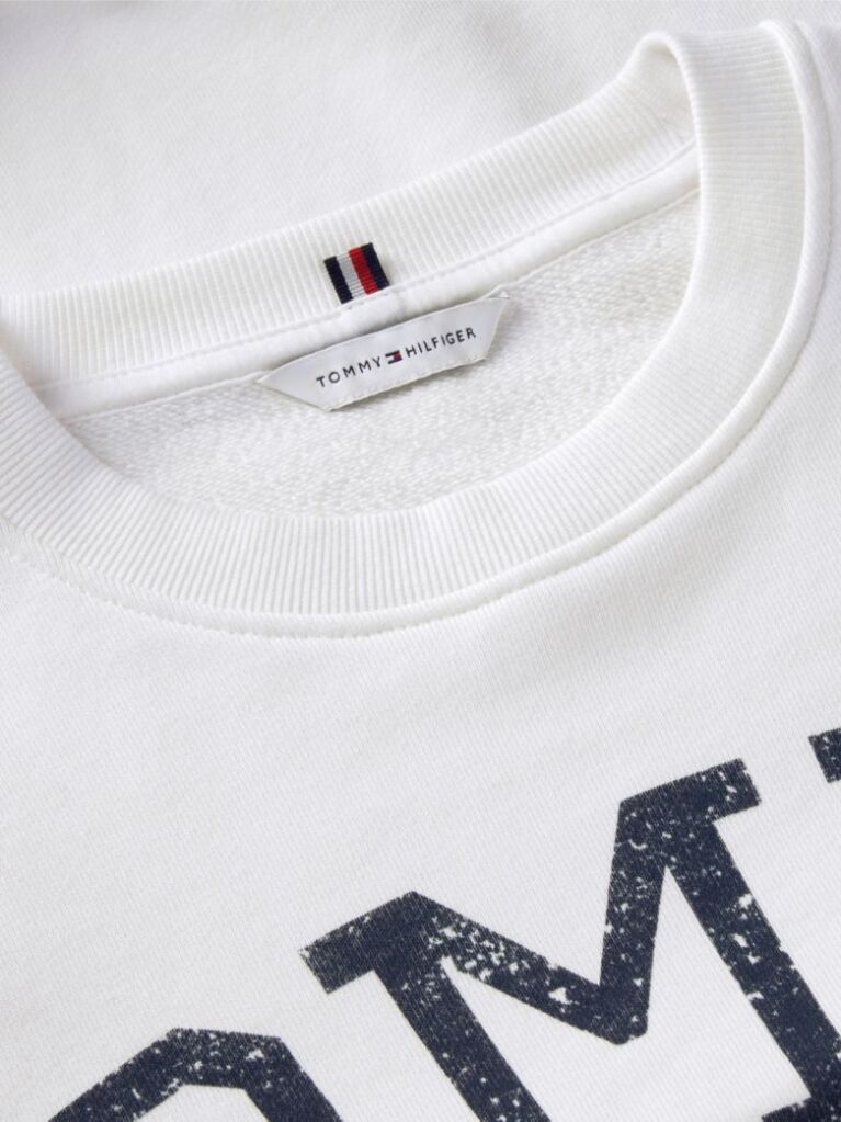 White Crest Logo Drawstring Hem Relaxed Sweatshirt  Women