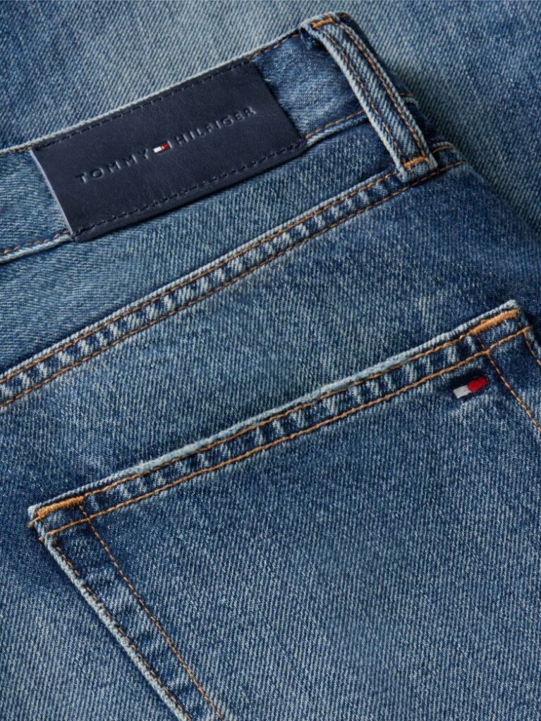 Blue Gold-Tone Button Mid Rise Loose Straight Jeans  Women