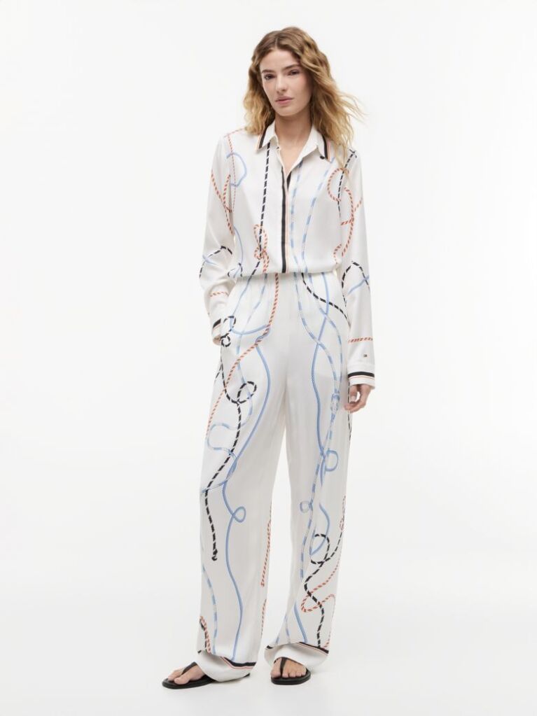 Multi Rope Print Relaxed Straight Trousers  Women