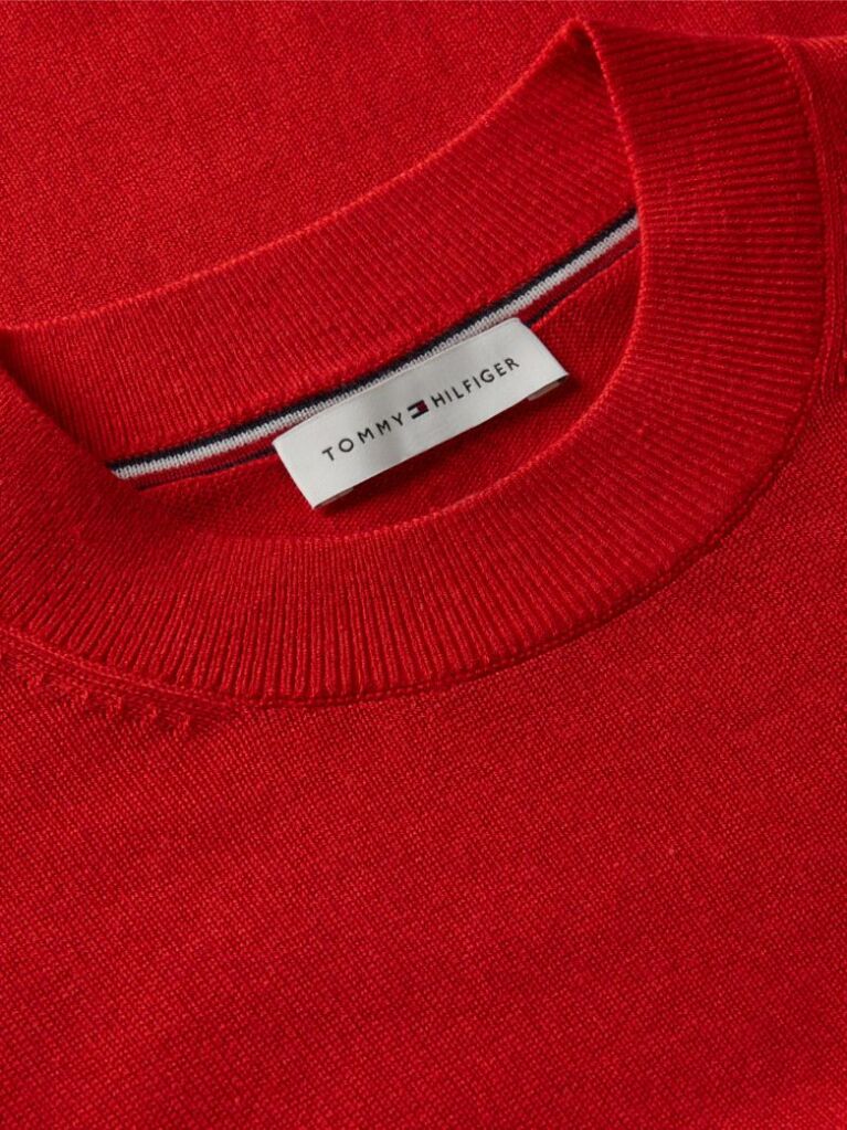 Red Tipped Short Sleeve Jumper With Silk  Women