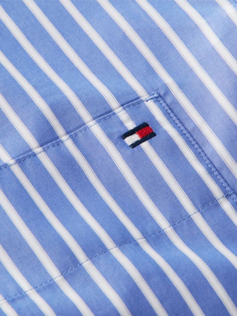 Multi Oversized Fit Stripe Shirttail Hem Poplin Shirt  Women