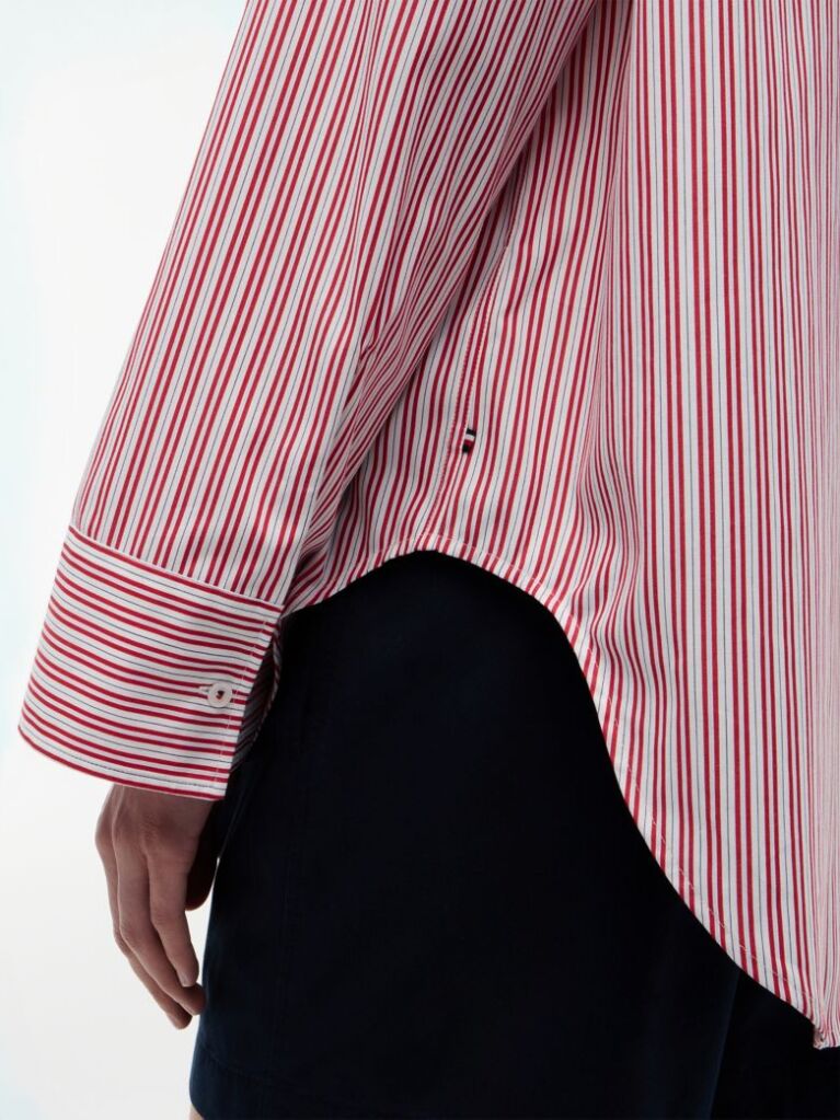 Multi Oversized Fit Flag Embroidery Poplin Shirt  Women