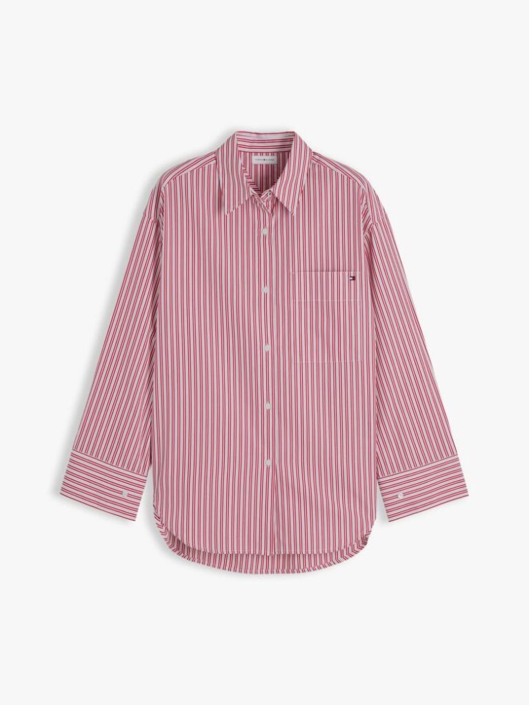 Multi Oversized Fit Flag Embroidery Poplin Shirt  Women