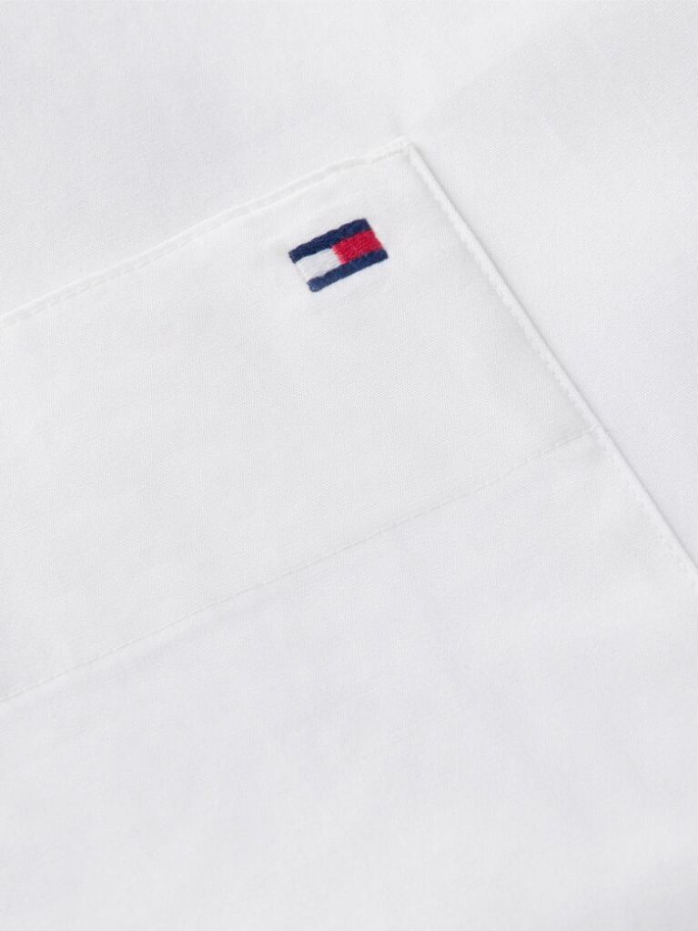White Oversized Fit Flag Embroidery Poplin Shirt  Women