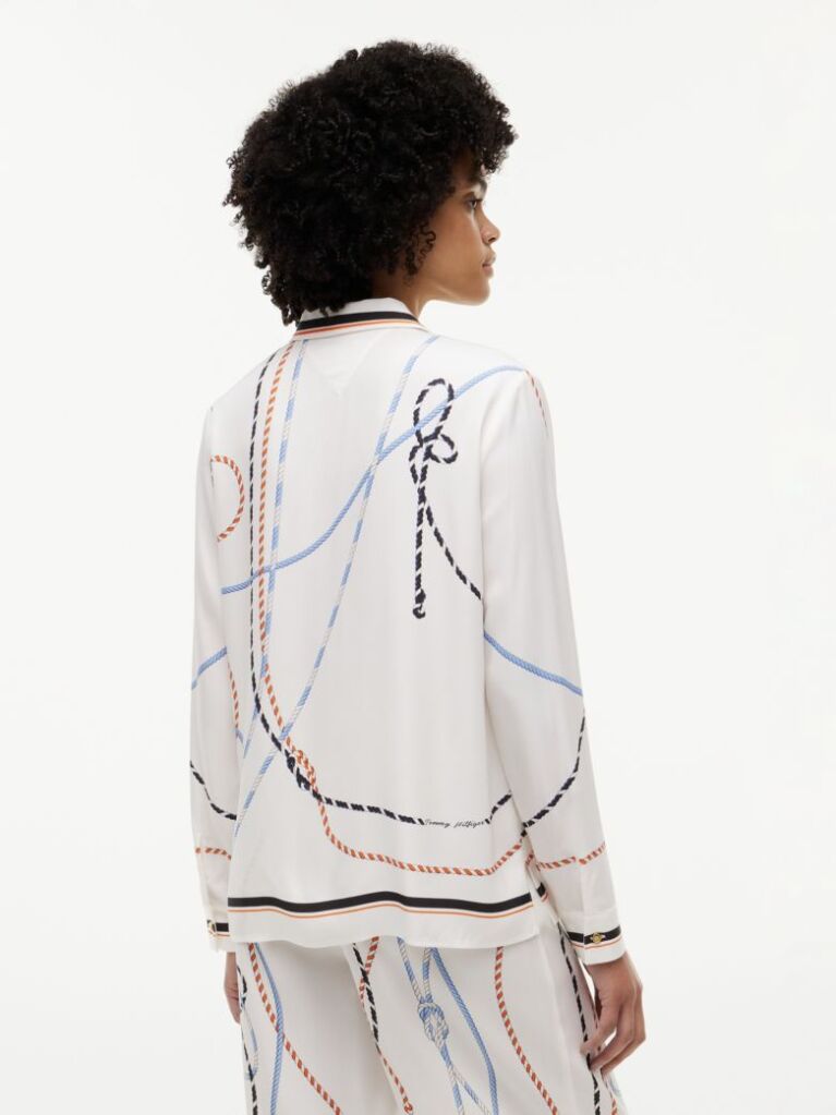 Multi Regular Fit Rope Print Gold-Tone Button Shirt  Women