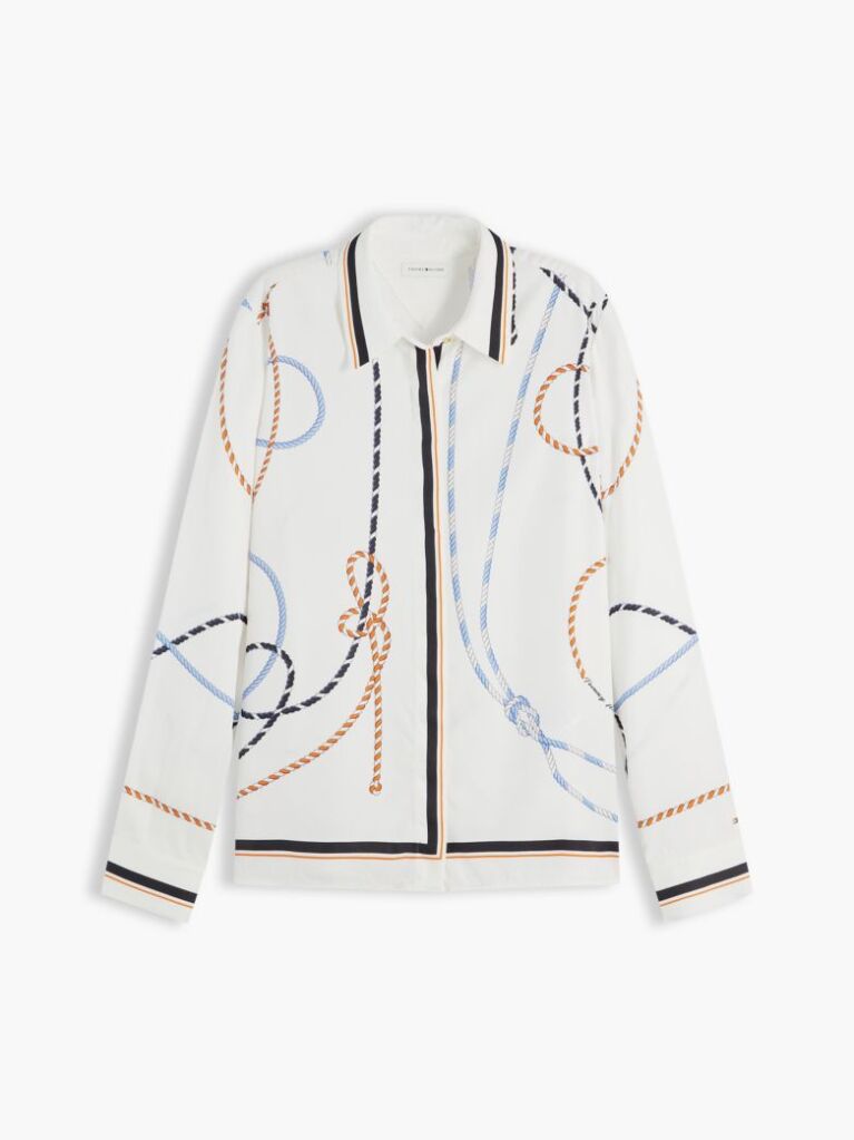 Multi Regular Fit Rope Print Gold-Tone Button Shirt  Women