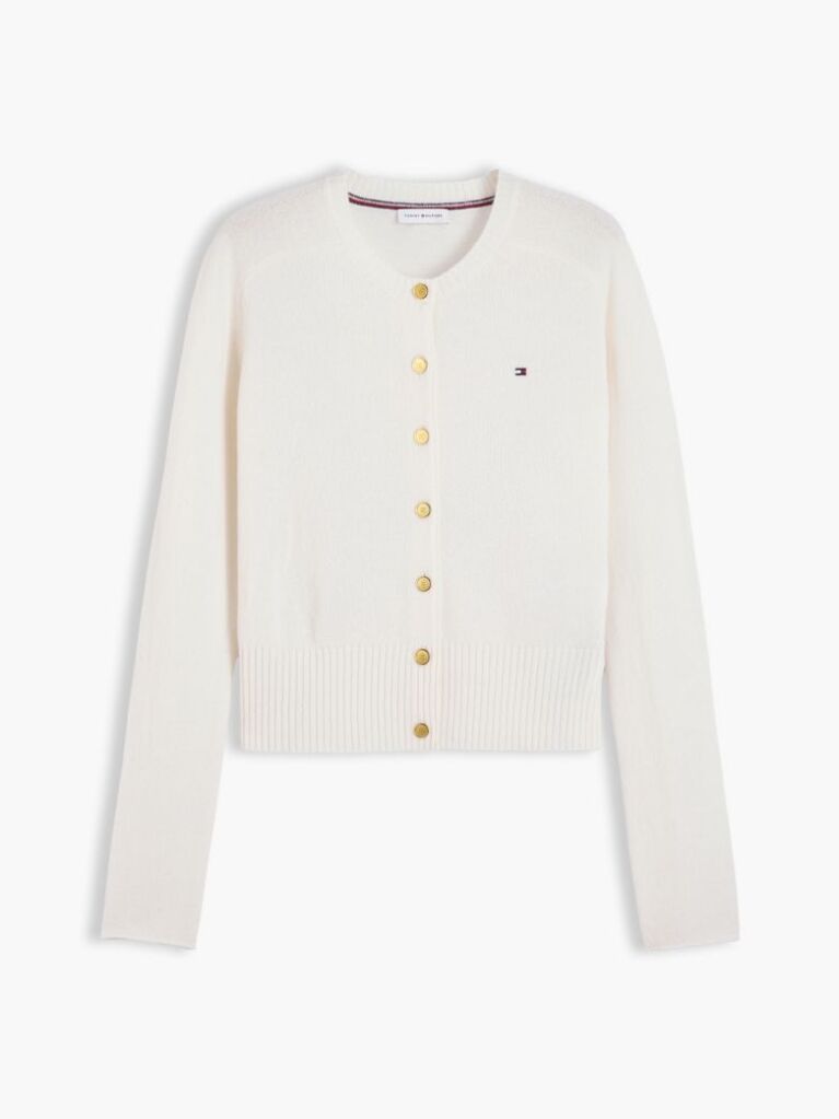 Beige Pure Wool Slim Button Cardigan  Women