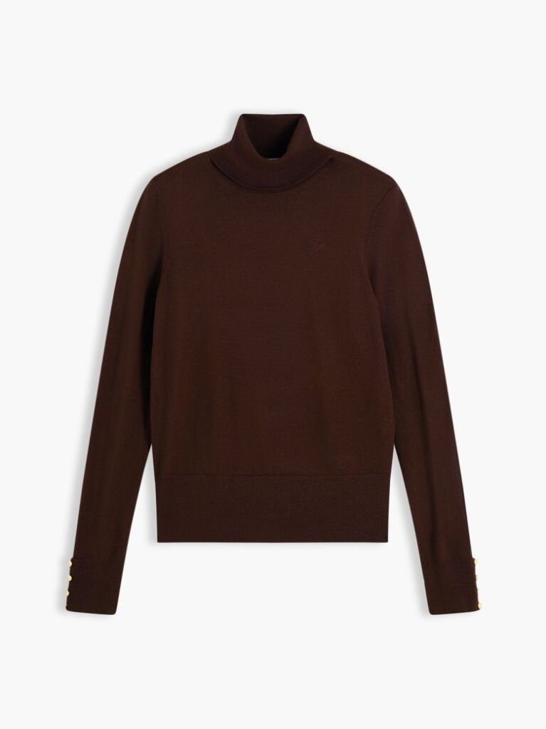 Brown Pure Wool Slim Turtleneck Jumper  Women