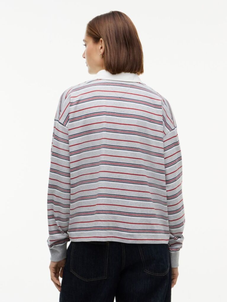 Multi Rugby Stripe Relaxed Polo Sweatshirt  Women
