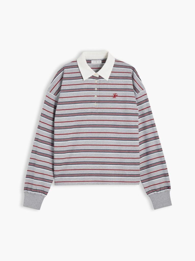 Multi Rugby Stripe Relaxed Polo Sweatshirt  Women