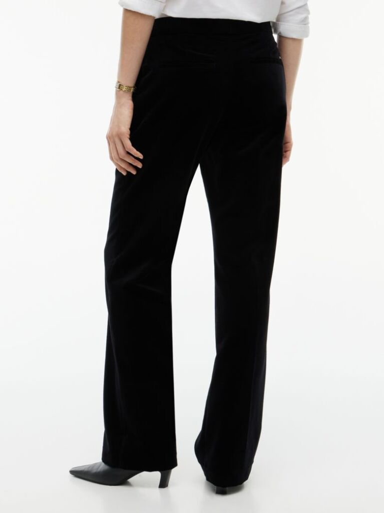 Black Slim Bootcut Velvet Trousers  Women