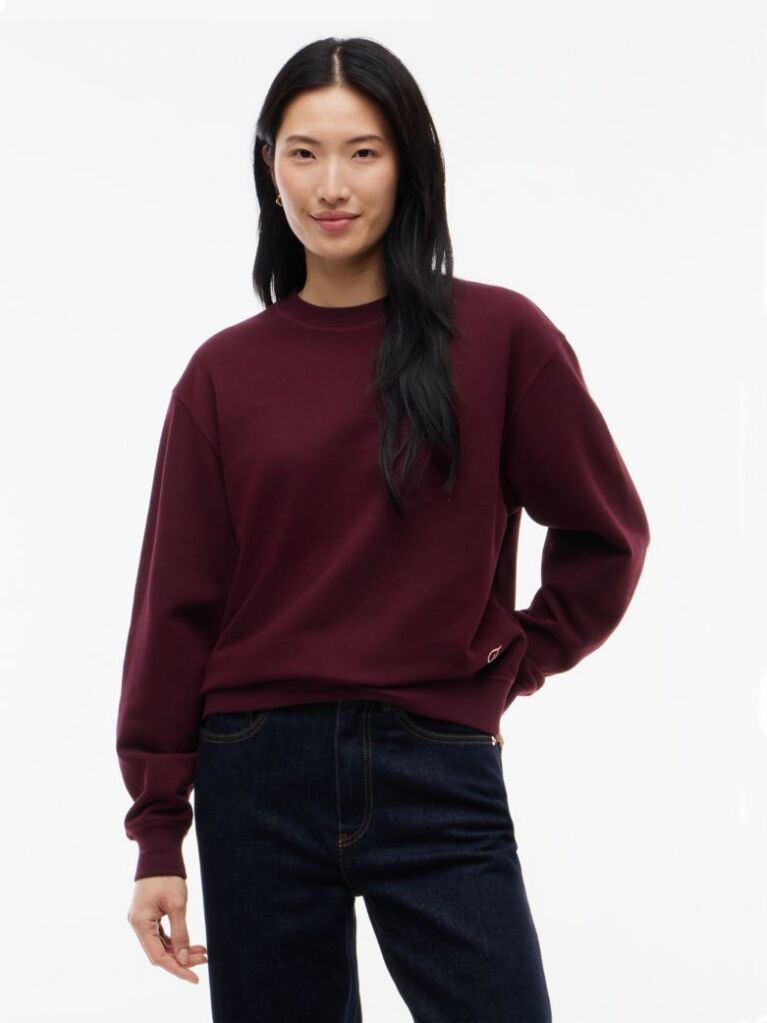 Red Tonal Logo Crew Neck Sweatshirt  Women